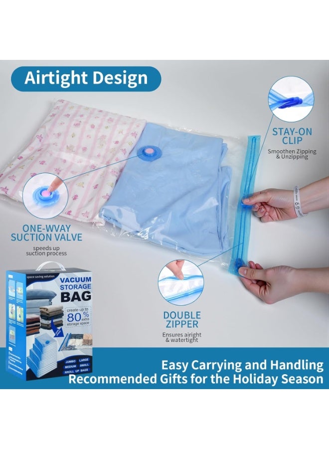 Kingone Vacuum Storage Bags, Pack of 19 (3Jumbo/4Large/4Medium/4Small/3Roll Up/1Pumps) Re-usable Travel Compression Storage Bags For Clothes, Comforters and Blankets, Space Saver Bags with Electric Pump - Image 2